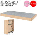 ポータブルステージ 幕板付 スチール製 天板パンチカーペット貼り 高さ20cm 折りたたみ式 キャスター付き ステージ台 舞台 AL-0072