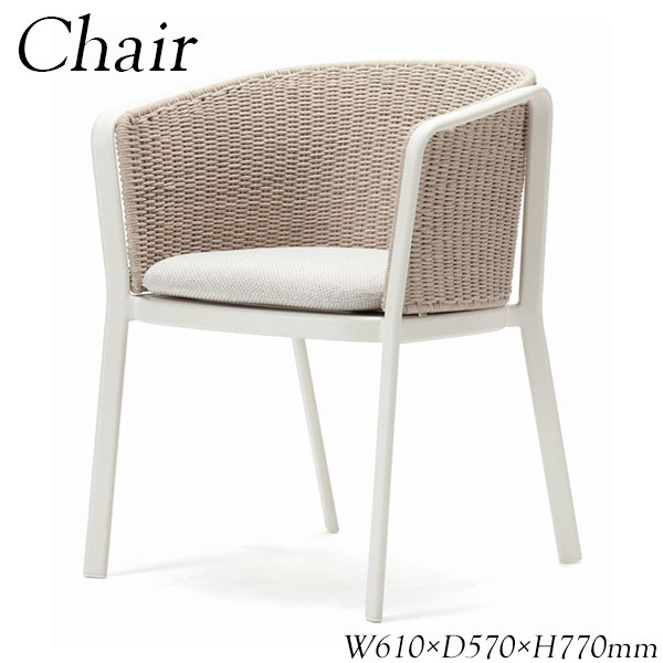 アームチェア 椅子 ダイニングチェア 食卓椅子 パーソナルチェア 幅61cm アルミ 布張り ホワイト AP-0132