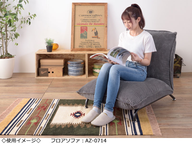 【送料無料】 2点セット フロアローソファ オットマン 1人掛け 1P リビングソファ 座いす スチール脚 布張り ベージュ グレー ネイビー AZ-0994 [2]