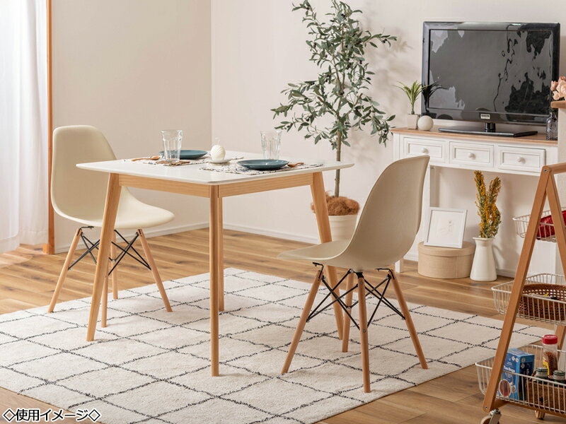 【送料無料】 ダイニングテーブル 食卓 カフェテーブル 角型 スクエア 幅80cm 奥行80cm 高さ72cm 木脚 木目 ストーン柄 コンパクト 省スペース モダン AZ-1067 [2]
