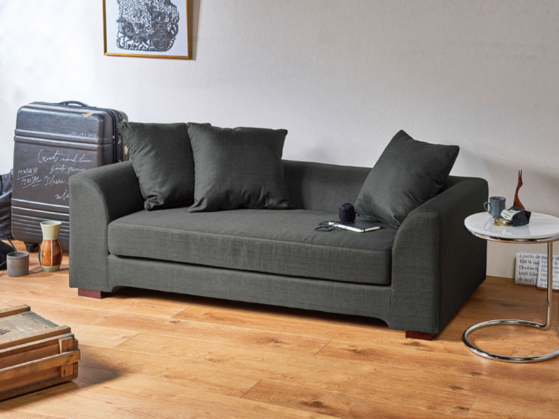 【送料無料】 ソファ ソファー sofa 3人掛け 3P 三人 長椅子 イス いす ローバック クッション付 木脚 布張り ファブリック 約幅180cm CH-0371