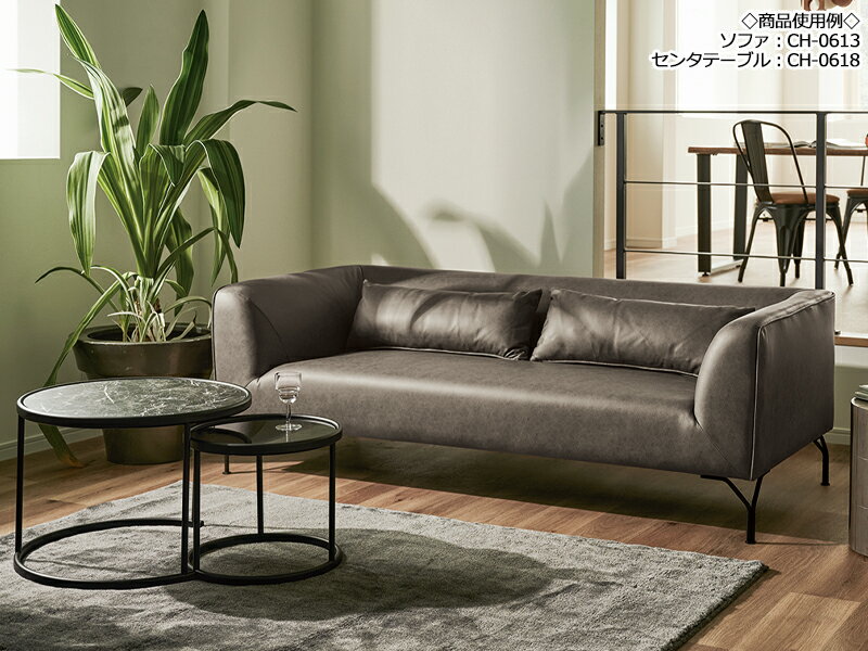 【送料無料】 ソファ ソファー sofa 2人掛け 2P 二人 長椅子 イス いす 肘付き クッション付 合成皮革張り 幅155cm CH-0614 [2]