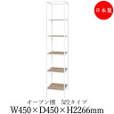 シェルフ オープン棚 ラック 書架 幅45cm 奥行45cm 5段 H2200タイプ 連結金具付 ブラック 黒 ホワイト 白 ブラウン 茶 DS-0119