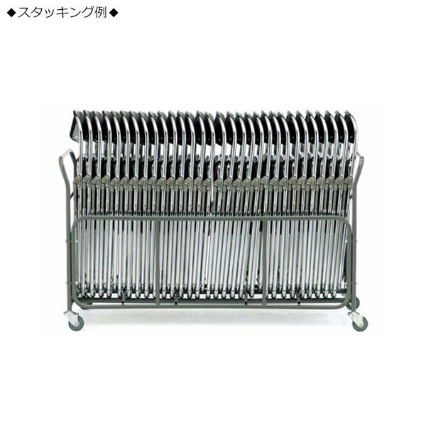 【法人送料無料】 【日本製/業務用】 チェア台車 折りたたみイス 会議椅子 専用台車 カート ワゴン 収納台車 キャスター 4輪 スチール製 塗装 FU-0154 [3]