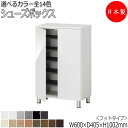 【室内搬入サービス付】 シューズボックス 靴箱 下駄箱 靴入れ 玄関収納 フットタイプ ロータイプ 開き戸 両開き すきま収納 幅60cm 木製 FZ-0102