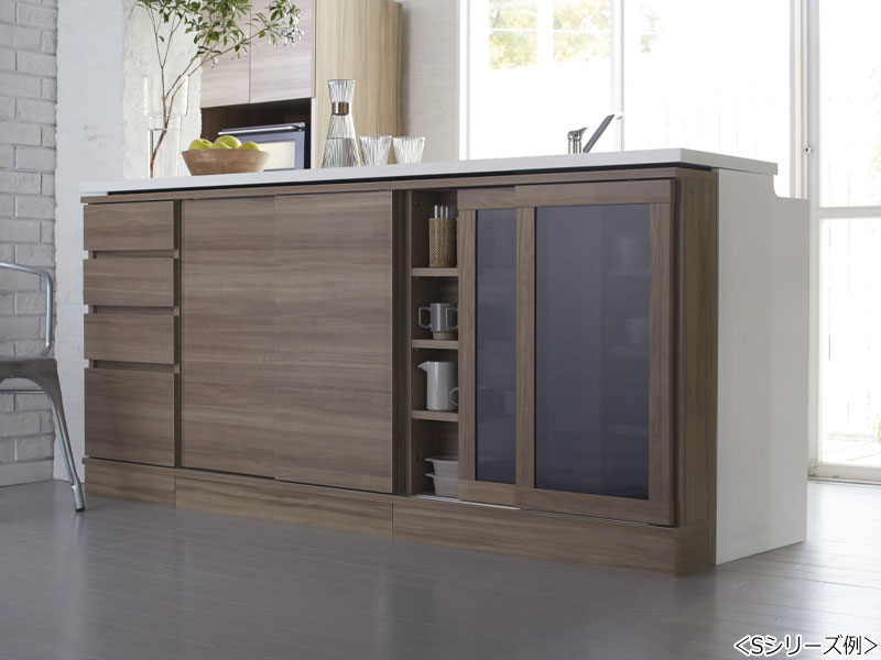 【室内搬入サービス付】 【日本製】 カウンター下収納 すきま収納 引戸シリーズ 幅80cm 奥行35cm キャビネット 板扉 スライド扉 国産 サイズオーダー FZ-0137