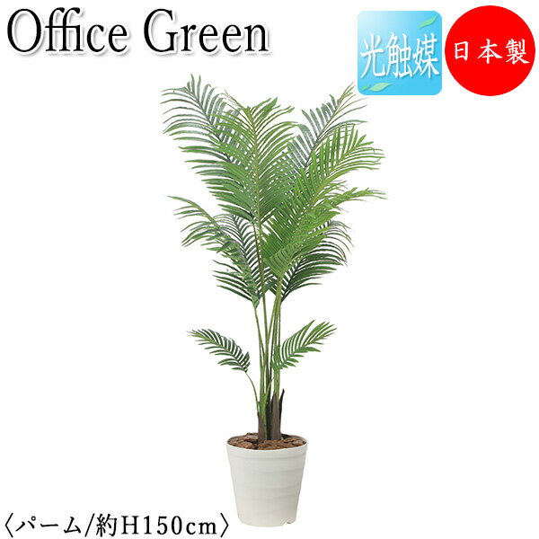 【送料無料】 【日本製/業務用】 フェイクグリーン パーム オフィスグリーン 光触媒 人工観葉植物 人工樹木 造花 鉢植え 床置き型 高さ約150cm 緑 オフ...