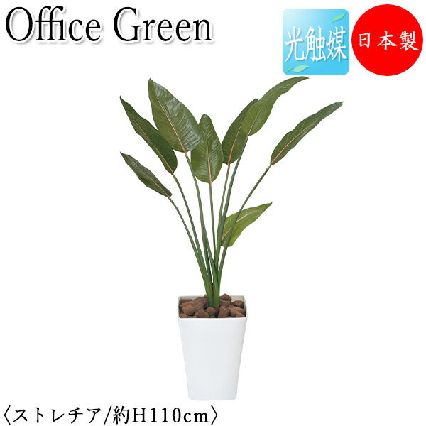 【送料無料】 【日本製/業務用】 フェイクグリーン ストレチア オフィスグリーン 光触媒 人工観葉植物 人工樹木 造花 鉢植え 床置き型 高さ約110cm 緑 ...