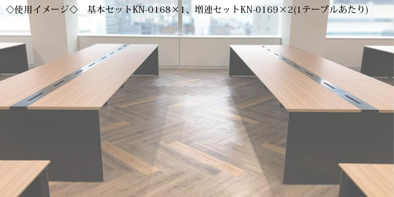 【法人送料無料】 【業務用】 会議テーブル 基本セット ミーティングテーブル オフィスデスク フリーアドレス 幅120cm 奥行140cm 両面 オープン脚 コードホール KN-0170 [2]