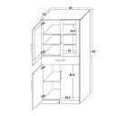 食器棚 キッチンカウンター キャビネット 開き戸 収納棚 幅60cm 高さ120cm ミストガラス ホワイト 白 KR-0010 2