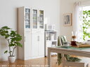 食器棚 キッチンカウンター キャビネット 開き戸 収納棚 幅60cm 高さ120cm ミストガラス ホワイト 白 KR-0010 3