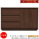 【日本製】 【室内搬入サービス付】 キャビネット 戸棚 引出 プッシュ式 3段 オーダー品 幅106〜120cm 奥行29.5cm 箪笥 タンス 収納 洋服収納...