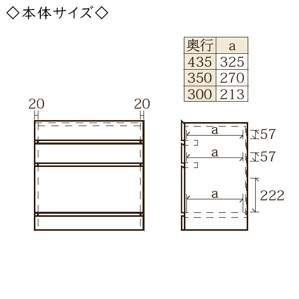 【日本製】 ユニット家具 3ドロワー チェスト 引出3杯 幅41〜50cm 奥行35cm 高さ72cm用 下部ユニット オーダー家具 多目的 ナチュラル 北欧 シンプル モダン MS-0379 [3]