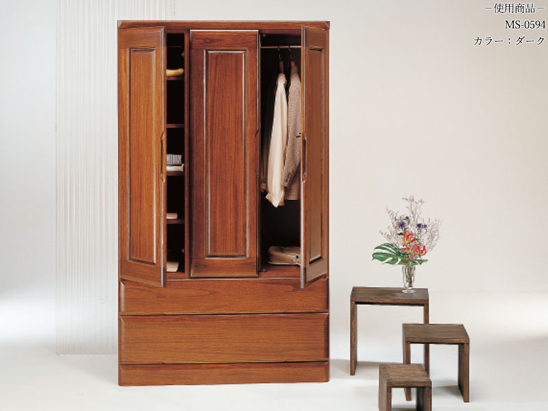 【室内搬入サービス付】 【送料無料】 【日本製】 桐タンス クローゼット 洋服収納 整理箪笥 衣類タンス 幅1050mm 高さ1805mm 桐材 ブラウン 茶 シンプル 和風 ナチュラル MS-0594 [2]