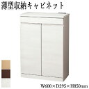 【送料無料】 薄型収納キャビネット 回線収納 FAX台 電話台 ラック 両扉タイプ 幅60cm ホワイト ナチュラル ダークブラウン NK-0075