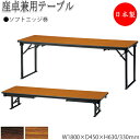 【法人送料無料】 【日本製/業務用】 座卓兼用テーブル 宴会テーブル 食事机 幅180cm 奥行45cm ソフトエッジ巻 アルミ脚 折畳 保護バー付 メラミン化粧板 木目 茶 NS-0007