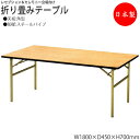 【法人送料無料】 【日本製/業務用】 レセプションテーブル 会議テーブル 折りたたみテーブル 宴会テーブル 幅180cm 奥行45cm 角型 シナ合板 スチール脚 NS-1114