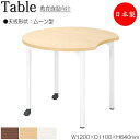 【法人送料無料】 【日本製/業務用】 ワークデスク 机 作業テーブル 会議テーブル 幅120cm 奥行110cm 高さ64cm ムーン型 メラミン化粧板 木目 ...