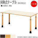 【法人送料無料】 【日本製/業務用】 昇降式テーブル ワークテーブル 介護用テーブル 幅160cm 奥行60cm 角型 車椅子対応 メラミン化粧板 木目 茶 ア...