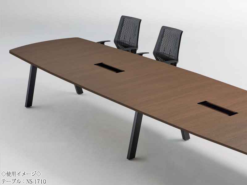 【法人送料無料】 【日本製/業務用】 ミーティングテーブル 机 会議テーブル 幅400cm 奥行120cm オーバル型 ワイヤリングBOXタイプ メラミン化粧板 木目 茶 白 NS-1709 [2]