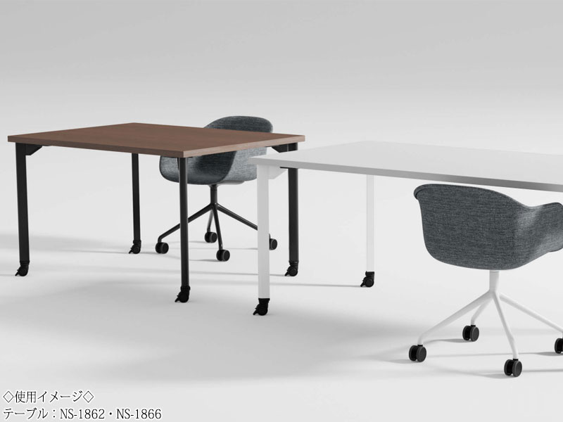 【法人送料無料】 【日本製/業務用】 ミーティングテーブル 机 ワークデスク 幅120cm 奥行120cm 角型 キャスタータイプ メラミン化粧板 木目 茶 白 NS-1860 [2]