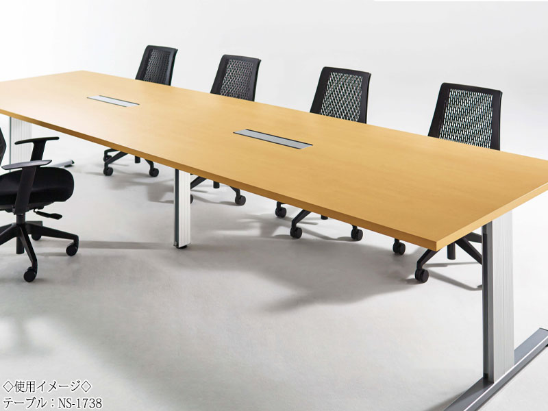 【法人送料無料】 【日本製/業務用】 ミーティングテーブル 机 会議テーブル 幅400cm 奥行120cm 角型 スタンダードタイプ メラミン化粧板 木目 茶 白 NS-1734