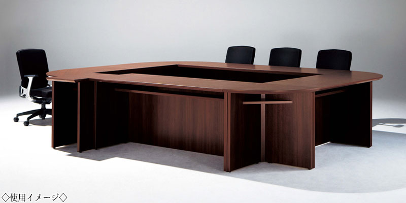 【法人送料無料】 【日本製/業務用】 ミーティングテーブル 会議テーブル 机 オフィステーブル 幅160cm 奥行60cm 角型 長方形 組合せ メラミン化粧板 木目 茶 ブラウン NS-2476 [2]