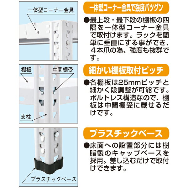 【法人送料無料】 【日本製/業務用】 軽量棚 スチール棚 5段 耐荷重600kg オープン...