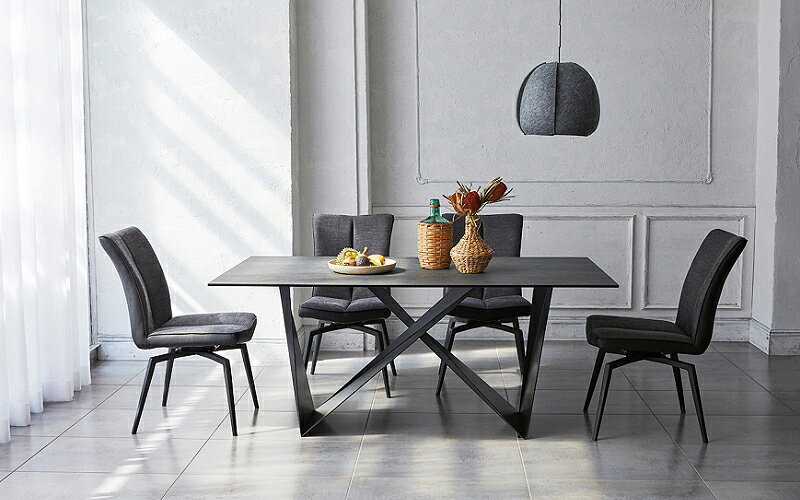 【室内搬入サービス付】 ダイニングセット 5点セット テーブル1台 チェア4脚 食卓 4人用 角型 セラミック天板 スチール脚 V字形状脚 幅165cm TN-0141