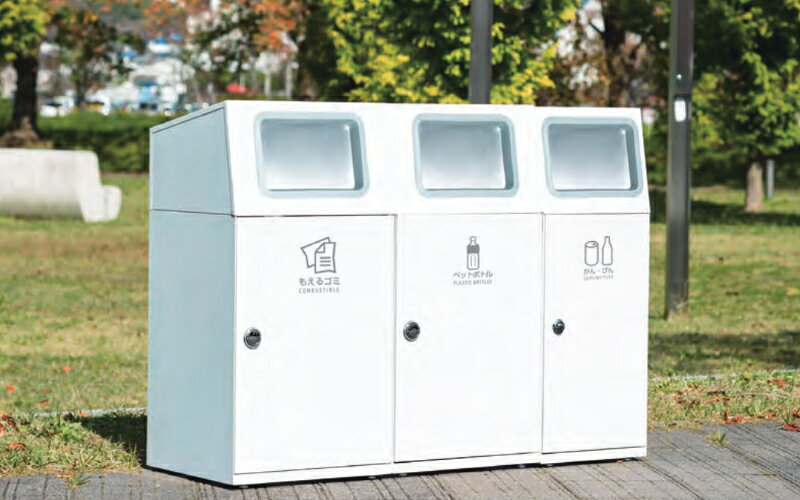 【法人送料無料】 【日本製/業務用】 屑入れ スリムタイプ 屋外用 トラッシュボックス ごみ箱 ダストボックス 容量47.5L スチール製 フラップ付 TR-0148 [2]