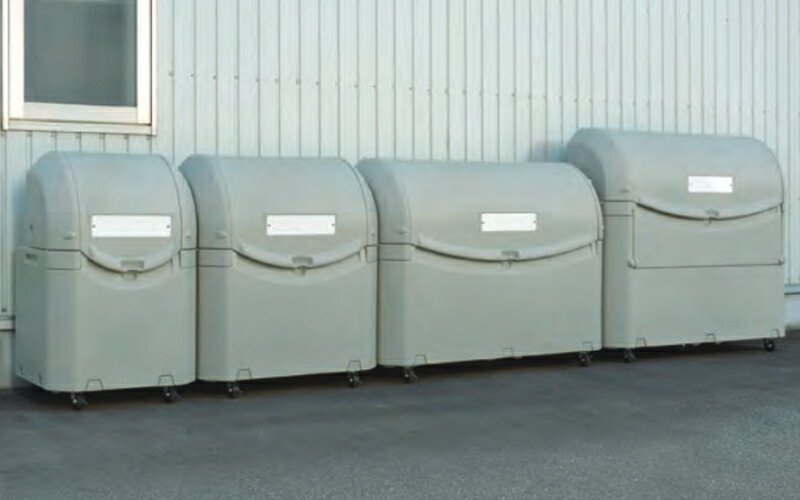 【法人送料無料】 【業務用】 集積保管容器 回収バスケット ボックス ごみ箱 ダストボックス 表示プレート付 カギ穴付 排水口付 キャスター付 1000L TR-0238 [2]