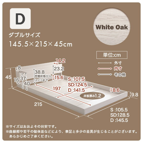 樂天商城 - （お買い物マラソン ）棚 コンセント付き フロアベッド ダブルサイズ 幅145.5cm 奥行き215cm 高さ45cm ベッドフレームのみ ヘッドボード すのこ床 通気性 カビ ダニ 防止 抗菌 防臭 シンプル おしゃれ so -sss 新生活 家具 新生活