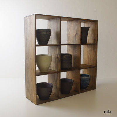【手造り家具工房楽製】 自慢のコレクションを飾ろう！湯呑シリーズ！地松使用！3-...