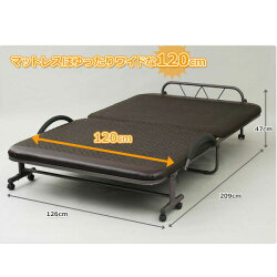 <7月中旬入荷予定>折りたたみベッドセミダブル(14段階リクライニング)YMC-SD(BR)RGブラウン