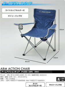 アームアクションチェア(2個セット) P-230(NV)*2 レジャーチェア キャンプ アウトドア バーベキュー 折りたたみ椅子 折りたたみチェア キャンプ用品 山善 YAMAZEN キャンパーズコレクション 通販格安セール情報 楽天 通販