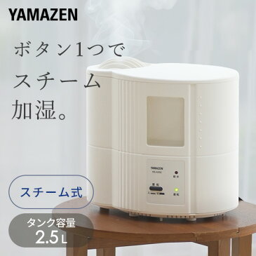 スチーム式加湿器(木造約6畳・プレハブ約9畳) タンク容量2.5L DKS-A255(W)加湿機 卓上 オフィス おしゃれ スチーム 【送料無料】 山善/YAMAZEN/ヤマゼン