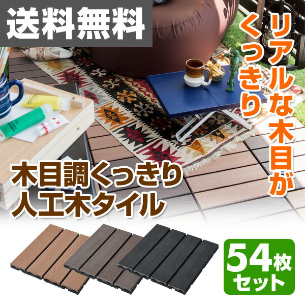 山善(YAMAZEN) ガーデンマスター 木目調くっきり 人工木 ウッドパネル 54枚セット MWJ2-M4*54 ウッドデッキ ウッドデッキタイル パネル タイル 人工木タイル ベランダキット木目柄 4.8平米用 54枚セット 【送料無料】 0213P