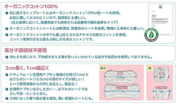 【6個セット】 おりもの専用シート ロング オーガニックコットン100％36個入り×6セット おりものシート ナプキン おりもの 天然素材 コットン パンティライナー パンティーライナー ナチュラムーン NaturaMoon 【送料無料】 kagustyle-10034248 e家具スタイル サンプル画像3