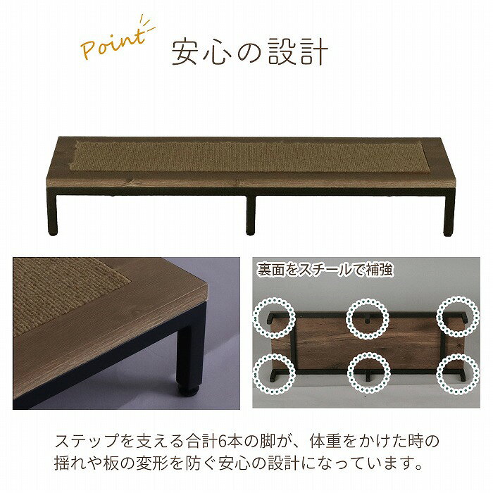 玄関 踏み台 1段 90幅 完成品 ステップ台 段差解消台 玄関台 おしゃれ すべりにくい 頑丈 丈夫 軽い 幅90cm 奥行30cm 高さ13.5cm 木製 スチール マット付き 靴が収納できる 昇降台 足場 玄関ステップ 高齢者 シニア 子供 介護 段差軽減 転倒予防 膝の負担を減らす 昇降補助 kaguto-plus-10006378 家具通販のカグトプラス サンプル画像3