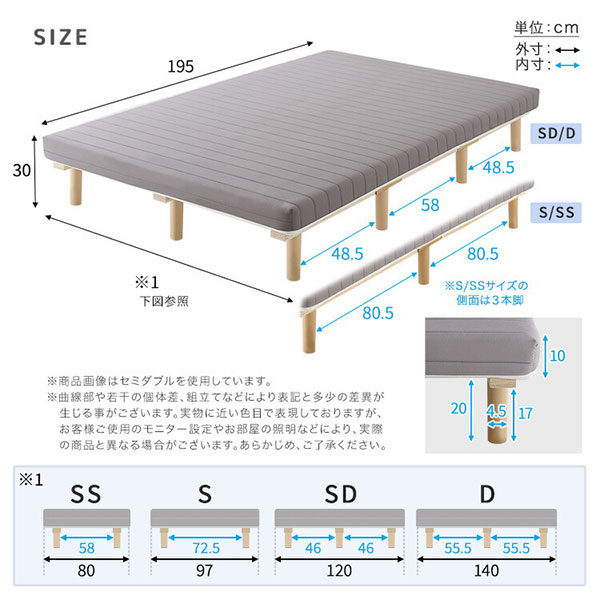 ベッド 脚付きマットレス ダブル 高反発 ウレタン 幅140cm 長さ195cm 高さ30cm すのこベッド コンパクト梱包 搬入しやすい ローベッド 洗えるカバー ホワイト 白 ブラック 黒 グレー おしゃれ ダブルベッド マットレス一体型 Dサイズ 大きい サイズ 頑丈 快眠 寝返りしやすい [2]
