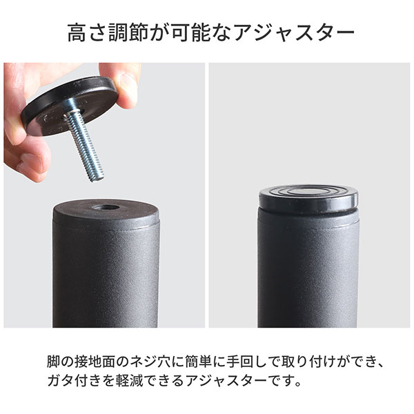 テーブル 脚 パーツ アジャスター 40個セット DIY ねじ径M8 幅5cm 奥行5cm 高さ4.3cm 厚み0.8cm 丸型 ブラック 黒 高さ調節可能 ガタツキ防止 おしゃれ アジャスターのみ スチールラック デスク 脚 部品 高さが変えられる 交換 付け替え リメイク 取り付け簡単 TAJ-200 [2]