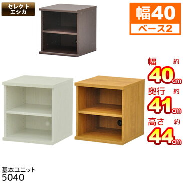 収納棚 幅40cm セレクトエシカ基本ユニット5040 幅40cm 奥行き41cm 高さ43.5cm 送料無料 収納ラック カラーボックス フリーラック 本棚 隙間収納 すきま収納 すき間収納 収納ボックス ブックシェルフ 木製 ダークブラウン(茶色) ホワイト(白) 組立家具