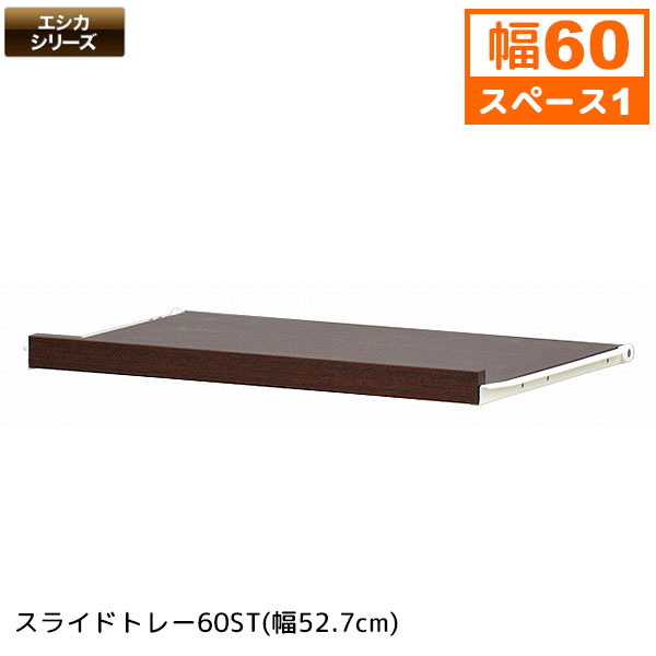 エシカ スライドトレー幅60cmタイプ(W600) 幅52.7cm 奥行き35cm 高さ3.5cm カラーボックス トレー 送料無料 システム収納ボックス 収納家具 ラック カスタム 棚 シェルフ ダークブラウン 組立家具