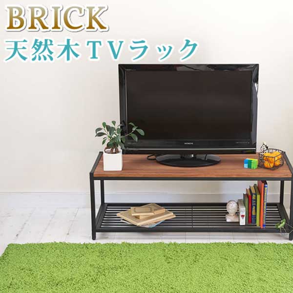 乐天商城 - テレビ台 113幅 ローボード 脚付き おしゃれ ヴィンテージ風 天然木×ブラックスチール脚 TV台 テレビラック テレビボード 低い テレビ台 リビング収納 頑丈 丈夫 幅113cm 奥行42cm 高さ40cm AVラック レコーダー ブルーレイ ゲーム機 ローラック 可動棚 ブラウン×ブラック