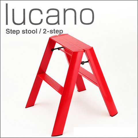 楽天かぐ屋　オーダーメイドlucano ML2.0-2（RD）（ルカーノ／レッド）Step stool/2-step（ワンタッチバーを搭載） 折たたみ アルミ 軽量 新宿 脚立 足場 ハシゴ