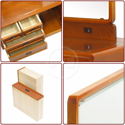 YK344 21一面 座鏡 あじろ民 和風 鏡台 ドレッサー 一面鏡 化粧台 欅 メイク台 姿...