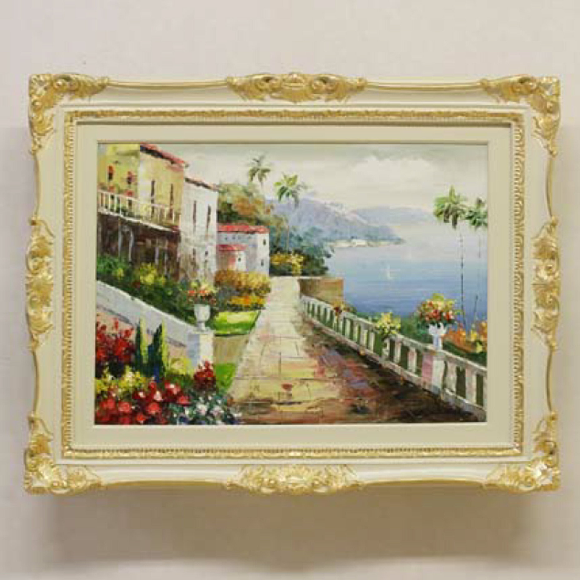 油絵　アマルフィの額絵　アート　絵画　額縁　輸入家具　クラシック家具