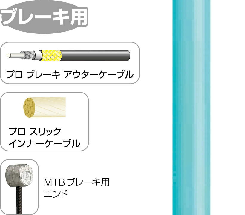 プロポリッシュド スリックインナーケーブルと、スリックルーブライナー＆ケブラー強化アウターケーブルにより、スムーズ且つ確実なブレーキング性能に寄与する、MTB用ブレーキケーブルセット。 前後セット。 ■画像はイメージです。商品の色は画面の見え方等により、実物とは異なる場合があります。 ■複数のサイズが用意されている商品では、代表的なサイズの画像のみ掲載されている場合があります。 ■ロゴデザイン等が予告なく変更される場合があります。 ■商品は玄関までのお届けのみです。取付・設置・引取は含まれておりません。 ■商品の仕様やメーカー保証内容等、詳細につきましては、メーカーホームページや、メーカーカタログ等で必ずご確認の上、ご注文をお願いします。 ■商品発送後（お取り寄せ商品はメーカーへの発注完了後）のキャンセルは承っておりません。また、お客様のご都合によるキャンセルも承っておりません。こちらの商品は、通常在庫が少数になっております。ご注文のタイミングによっては、メーカーお取り寄せの場合もございます。その際は、メーカーからの入荷後の商品発送となります。メーカー欠品・完売時は、ご注文のキャンセルをお願いさせていただくこともございます。あらかじめご了承のうえでご注文いただけますよう、お願いいたします。