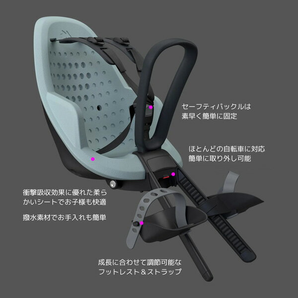 国内正規品 沖縄 【160】Thule Yepp 2 mini スーリー イエップ ツー ミニ 前乗せタイプ ステム取付タイプ フロント取付タイプ チャイルドシート ty2mini ブラック、ネイビー、ブルー、タンベージュ、グレー、ライトブルー お取り寄せ 2