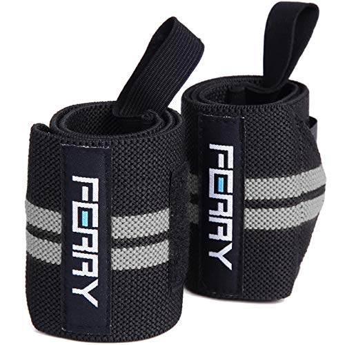 (フェリー) FERRY リストラップ ウエイトトレーニング 手首固定 (2枚組) ブラック/グレー